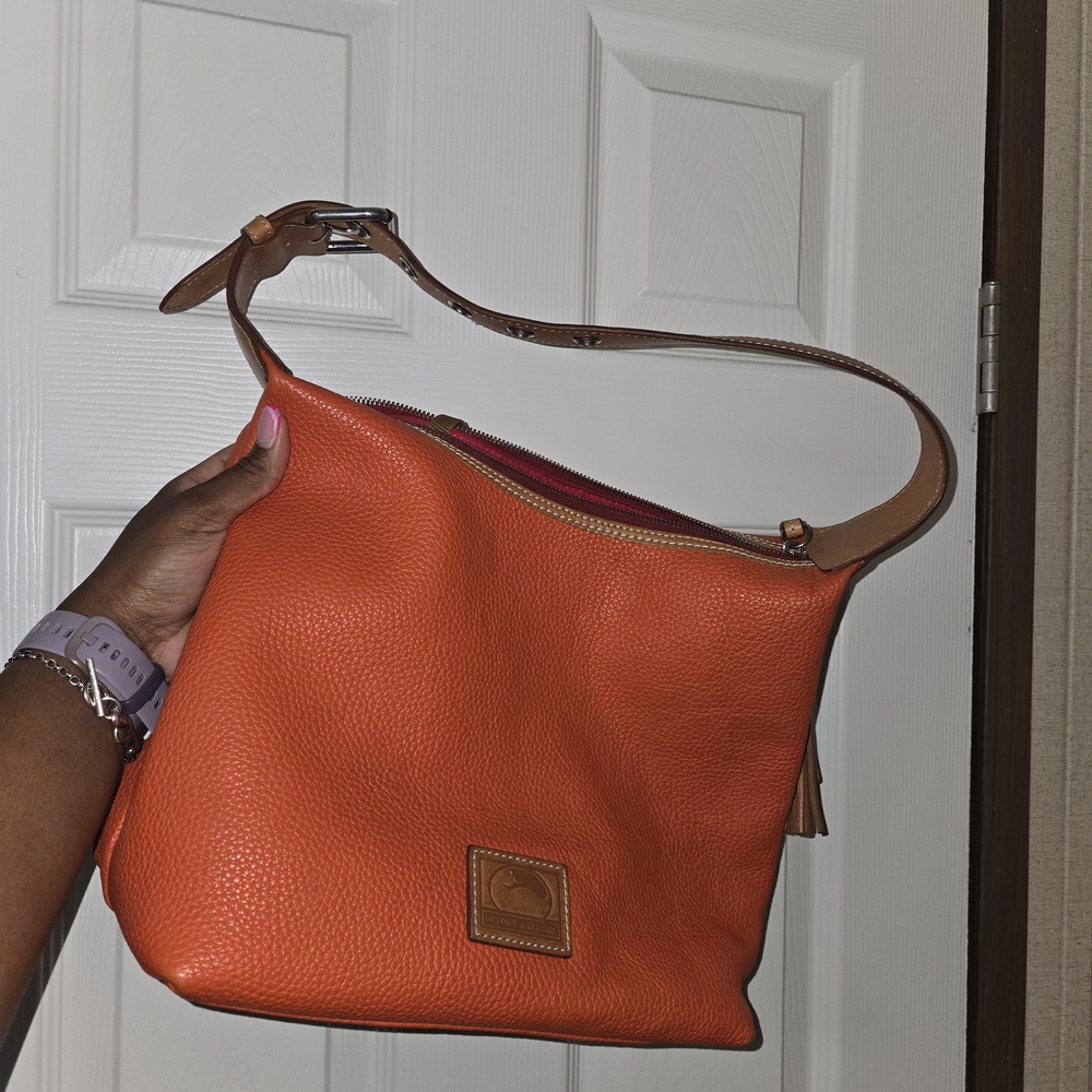 Dooney And Bourke Orange Leather Shoulder Bag